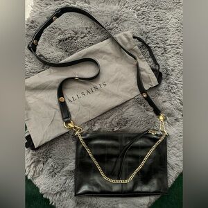 All Saints Eve Crossbody Bag in Black Leather